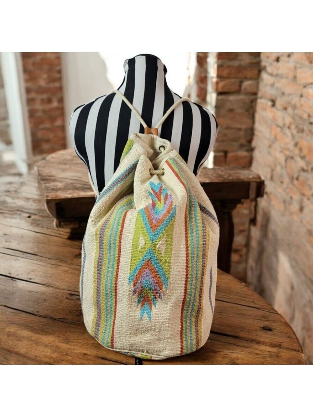 Bohemian Backpack - Saddle Blanket Drawstring Rucksack - Beach Gym Weekends